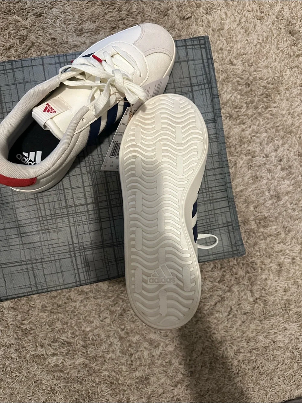 adidas VL Court 3.0 White with Navy Stripes